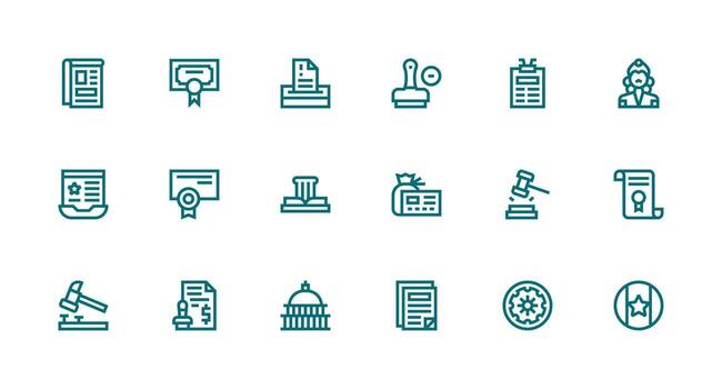 18 Icons for Official in Strong Stroke Line Format Clean Icon Collection for Web Use vector