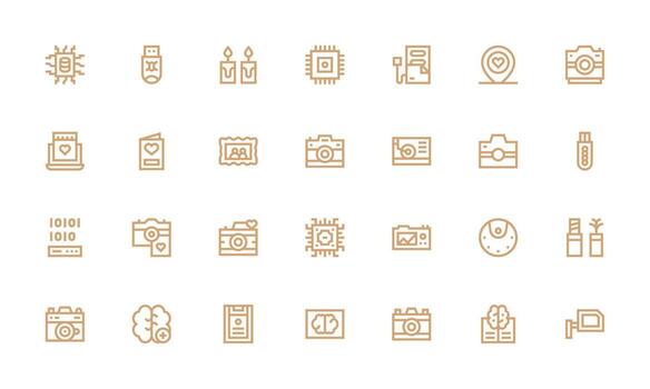 negrita línea íconos desde memoria conjunto con 28 vectores escalable icono paquete