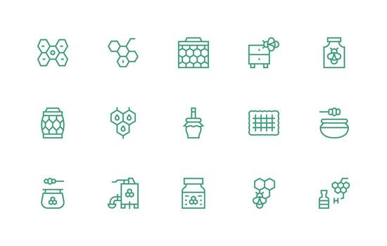 Honeycomb featuring 15 Icons in Regular Line Design Versatile Icon Collection for Designers vector