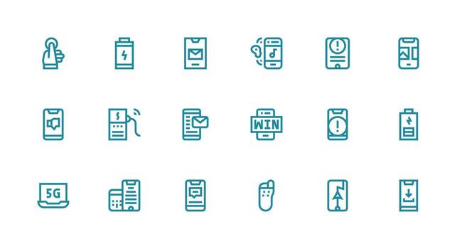 fuerte carrera línea íconos desde teléfono inteligente conjunto con 18 vectores de múltiples fines icono conjunto