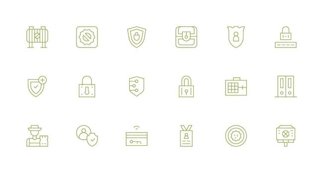 acceso controlar icono colección con 18 mínimo línea diseños ui icono conjunto vector