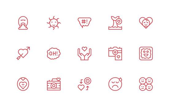 15 íconos para emoción en regular línea formato claro y conciso icono conjunto colección vector