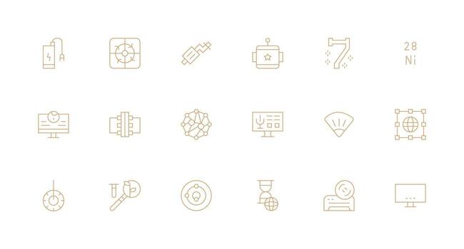 tecnología visual paquete conteniendo 18 mínimo línea íconos sencillo íconos para interfaz y wireframes vector