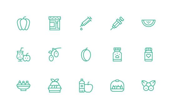 15 Vitamins Icons in Regular Line Aesthetic Neatly Designed Icons for Web Platforms vector