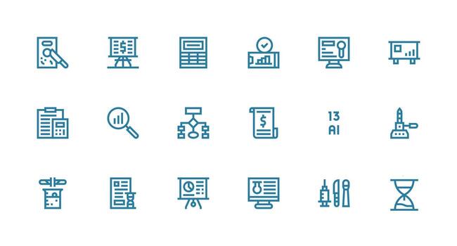 fuerte carrera línea estilo análisis íconos con 18 vectores equilibrado icono conjunto para funcional diseño