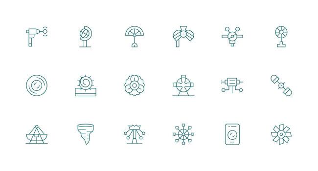 18 mínimo línea íconos para giratorio gráficos línea icono colección vector