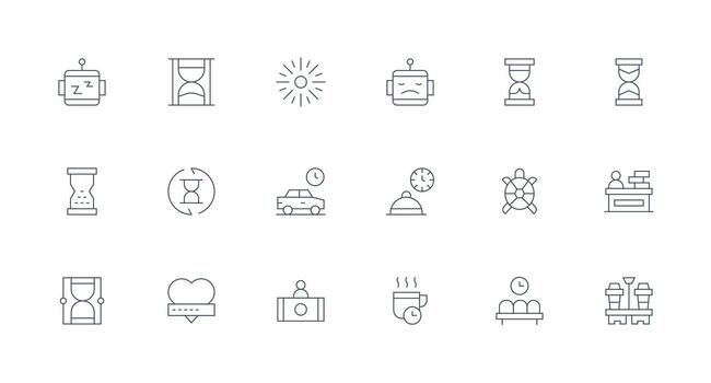 Waiting Set with 18 Minimal Line Icons Neatly Designed Icons for Web Platforms vector