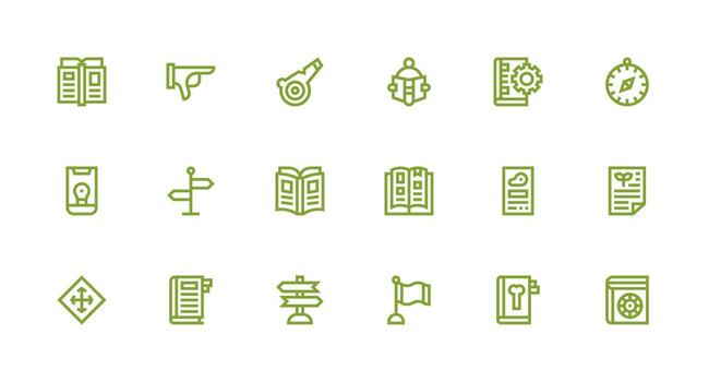 Guide Design Icons featuring 18 in Strong Stroke Line Style Neutral Style Icons for Any Project vector