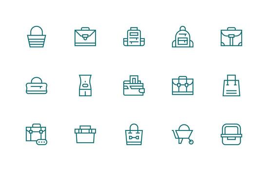 Carrying Design Icons featuring 15 in Regular Line Style All Device Compatible Icon Set vector