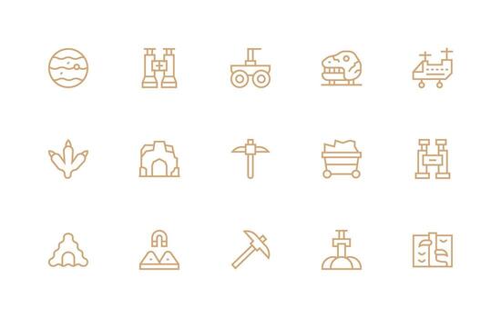 15 Regular Line Designs for Geology Icons Scalable Icons for Cross-Platform Interfaces vector