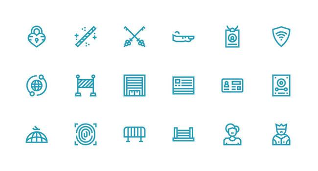 18 íconos para acceso en fuerte carrera línea formato mínimo icono conjunto para interfaz proyectos vector