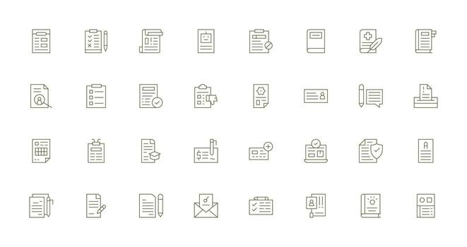 Form Icon Set with 32 Thin Line Graphics Editable Icon Collection vector