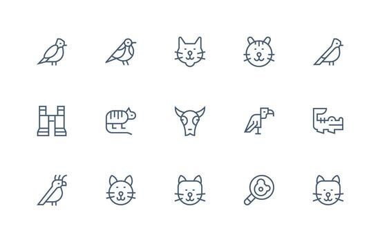 Zoo Design Icons featuring 15 in Regular Line Style Simple Icon Pack vector