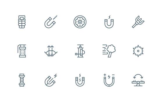 15 regular línea estilo íconos desde fuerza colección simplificado icono paquete para visual herramientas vector