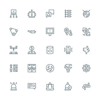 System Visual Pack containing 25 Medium Stroke Outline Icons High-Resolution Icons for Any Platform vector