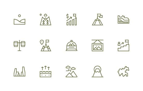 15 Regular Line Icons for Peak Graphics Icon Collection Set vector