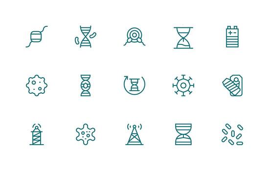 Cell Icon Set with 15 Regular Line Graphics UI Icon Set vector