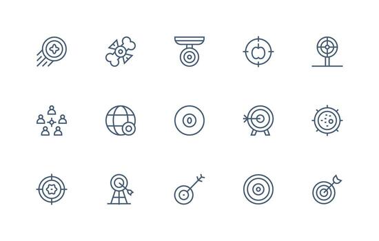 Objective Design Icons featuring 15 in Regular Line Style Professional Icon Pack for Development Work vector