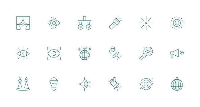 Spotlight featuring 18 Icons in Minimal Line Design Clean Set for Layout Prototypes vector