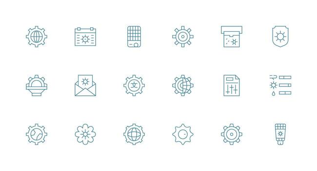 18 mínimo línea estilo íconos desde configurar colección icono conjunto vector