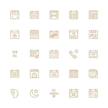 Medium Stroke Outline Icons from Calendar Set with 25 Vectors Interface Icon Collection