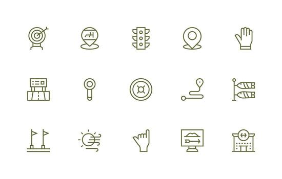 Direction featuring 15 Icons in Regular Line Design Multi-Style Icon Collection vector