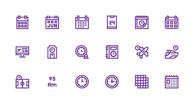 18 fuerte carrera línea diseños para calendario íconos sencillo íconos para interfaz y wireframes vector