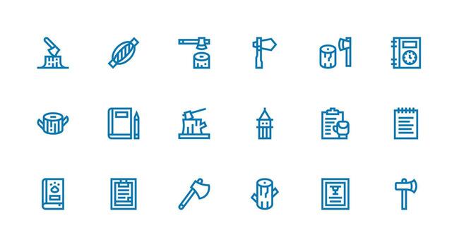 Strong Stroke Line Icons from Log Set with 18 Vectors Organized Glyph Icons for Fast Design