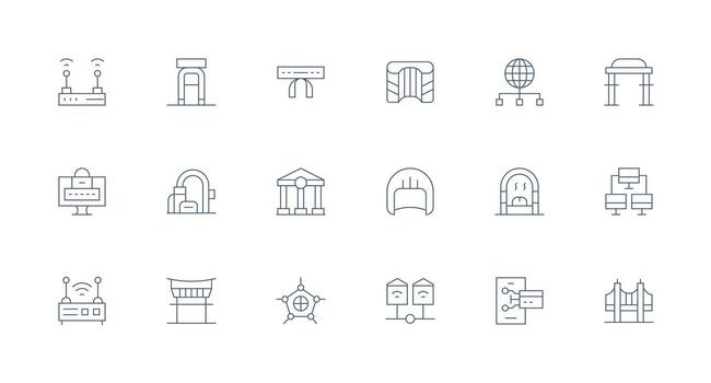 mínimo línea íconos desde puerta conjunto con 18 vectores icono conjunto