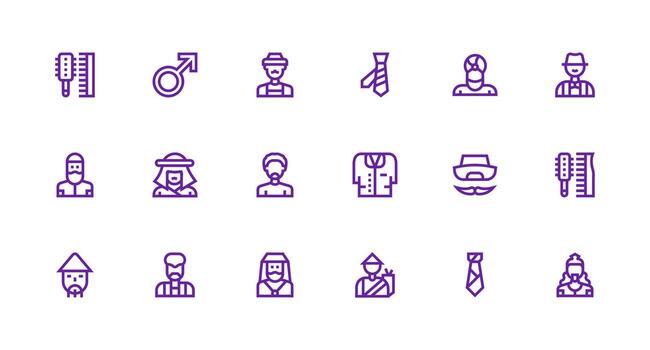 Man Visual Pack containing 18 Strong Stroke Line Icons Simplified Icon Pack for Visual Tools vector