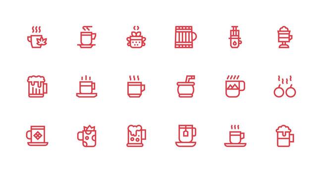 18 Strong Stroke Line Style Icons from Mug Collection Web and App Icon Pack Collection vector