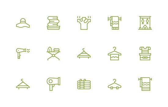 15 Regular Line Vectors for Drying Theme Clean Icon Collection for Web Use