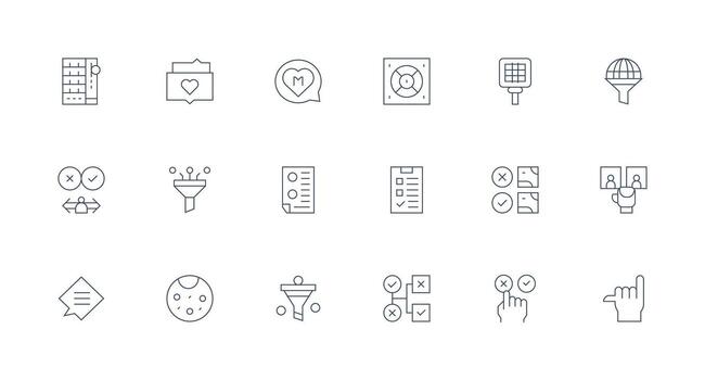 selección icono conjunto con 18 mínimo línea gráficos universal icono paquete vector