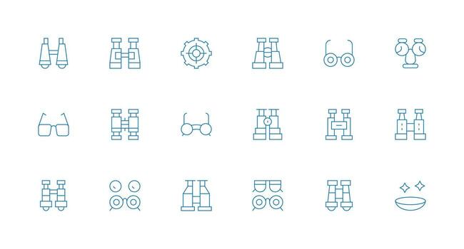 18 Icons for Sight in Minimal Line Format Basic Icon Series vector