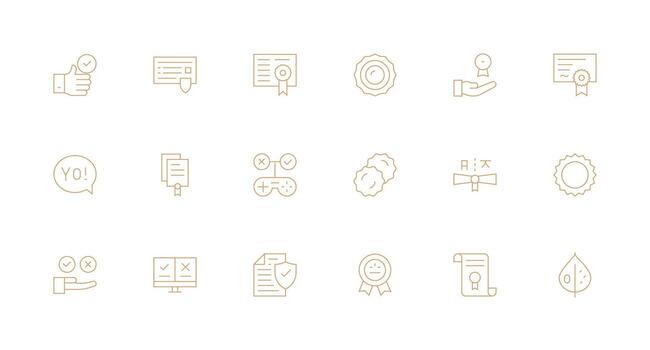 Validation featuring 18 Icons in Minimal Line Design Reusable Icon Set vector