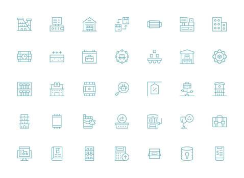 35 Light Line Icons for Inventory Graphics Balanced Icon Set for Functional Design vector