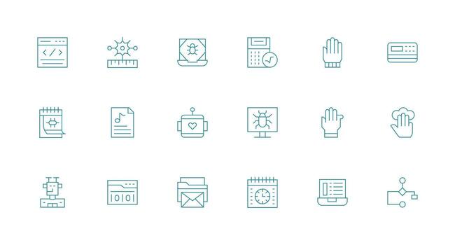 programa conjunto con 18 mínimo línea íconos icono conjunto para web vector