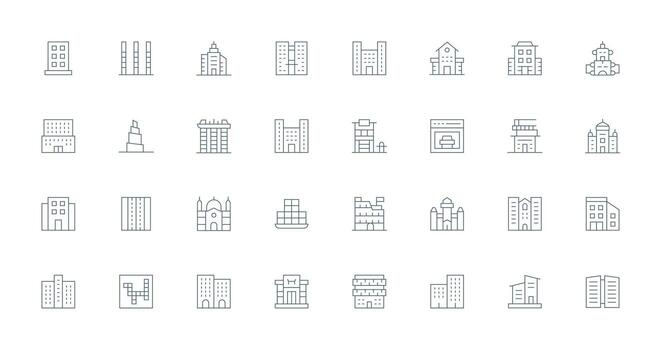 Multistory featuring 32 Icons in Thin Line Design Dashboard Icon Series vector