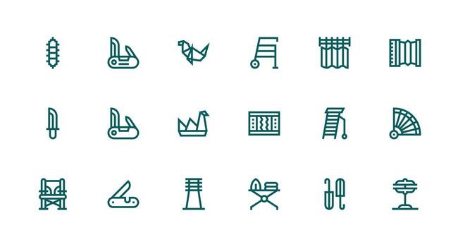 Strong Stroke Line Icons from Folding Set with 18 Vectors Functional Icon Series