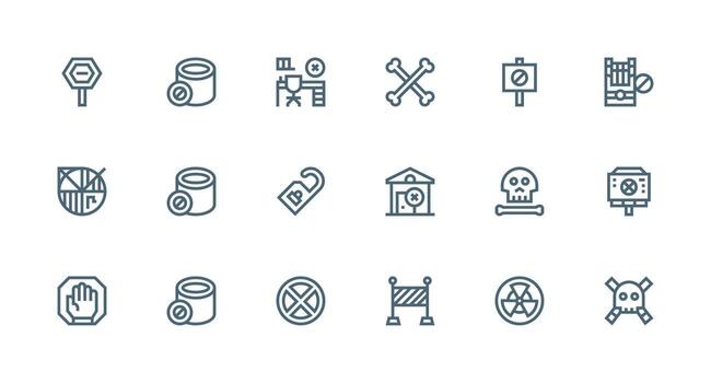 18 Strong Stroke Line Style Icons from Do Not Enter Collection All Device Compatible Icon Set vector