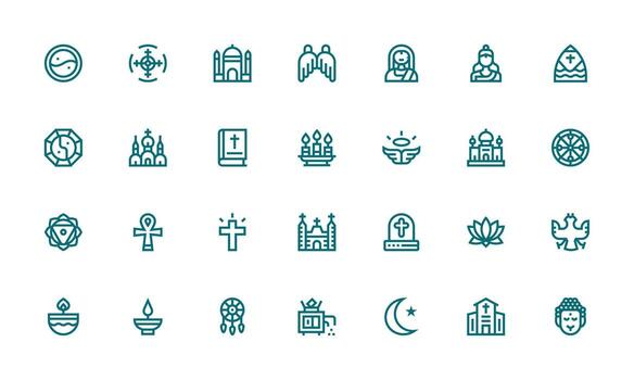 28 Icons for Spiritual in Bold Line Format Clean Icon Collection for Web Use vector