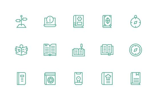15 Regular Line Style Icons from Guide Collection Multi-Style Icons for Creative Projects vector