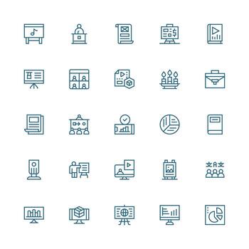 presentación icono colección con 25 medio carrera contorno diseños icono paquete para ui vector