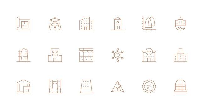 Minimal Line Icons from Structure Set with 18 Vectors Multi-Purpose Icon Pack for Templates