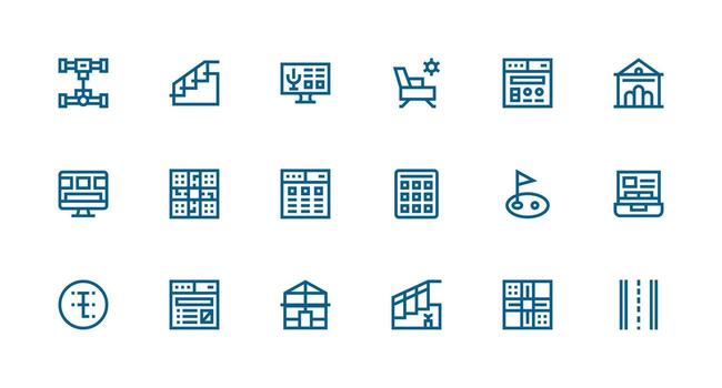 18 fuerte carrera línea estilo íconos desde diseño colección simplificado icono paquete para visual herramientas vector