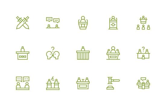 regular línea estilo debate íconos con 15 vectores rápido acceso íconos para ui desarrollo