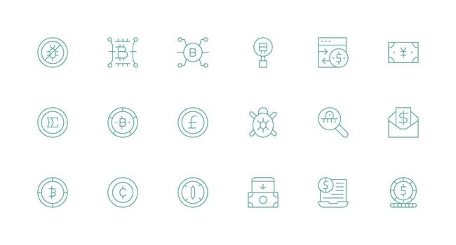 18 Minimal Line Vectors for Digital Currency Theme Clear and Concise Icon Set Collection