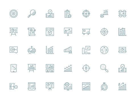 Light Line Style Metrics Icons with 35 Vectors Layout Icon Collection