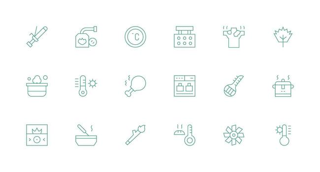 Heat Icon Collection with 18 Minimal Line Designs Interface Icon Collection for Daily Projects vector
