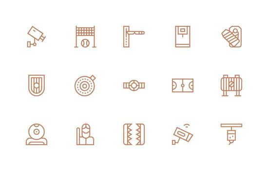 perímetro icono conjunto con 15 regular línea gráficos estilo icono conjunto vector